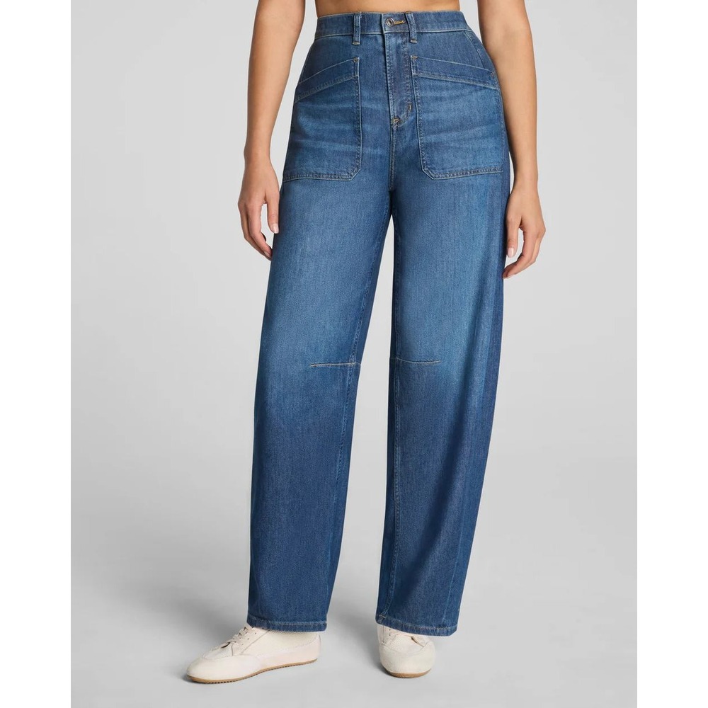 Spanx Supersmooth Utility Barrel Leg Jeans Authentic 360 High Rise Small Petite